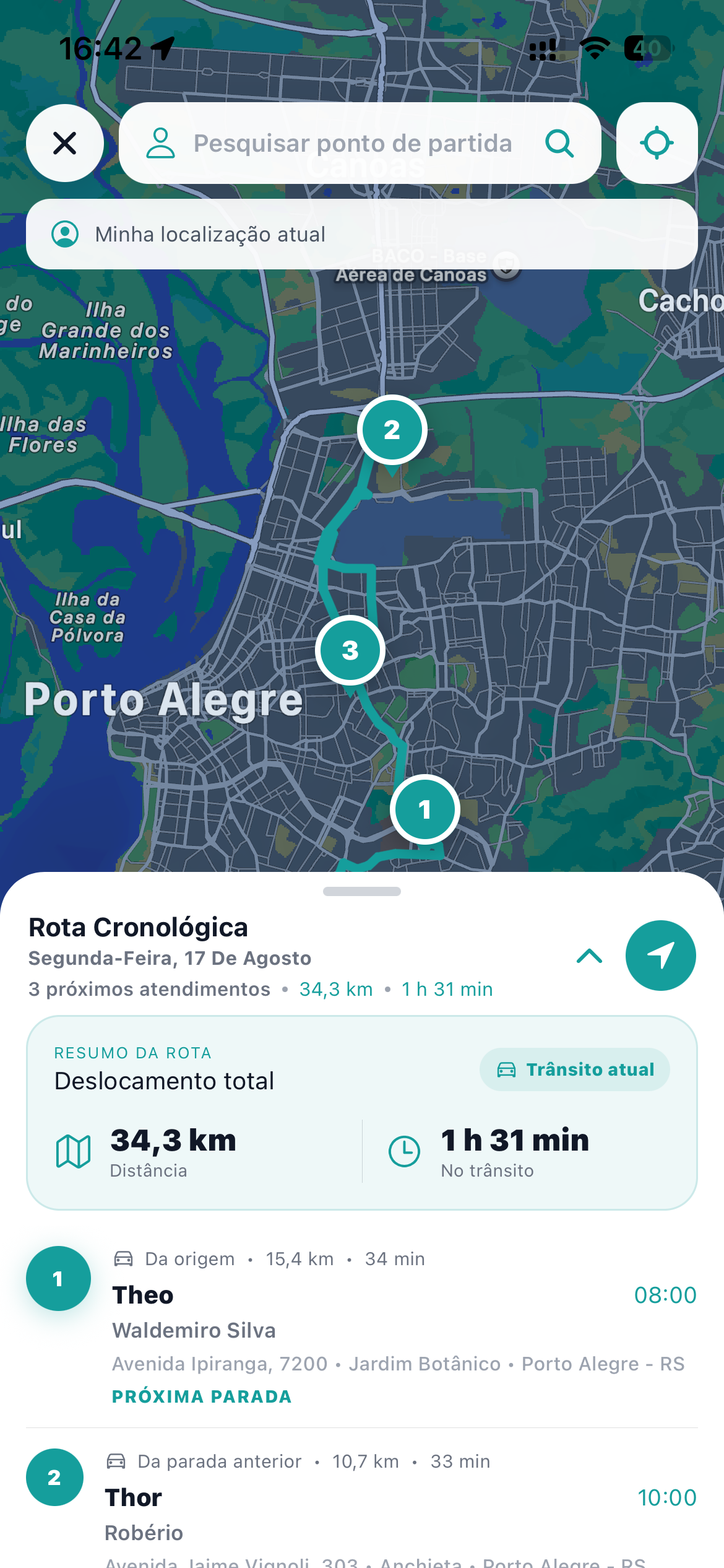 Rota de atendimentos veterinários domiciliares no FisioVet
